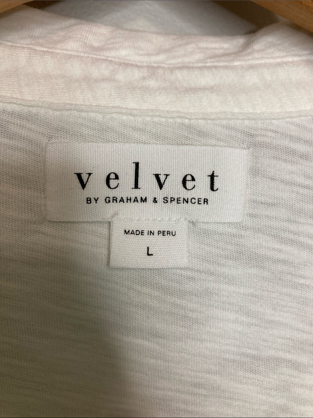 Velvet by Graham & Spencer, White Cotton Long-Sleeve Polo Top, Size Large - Picture 4 of 6